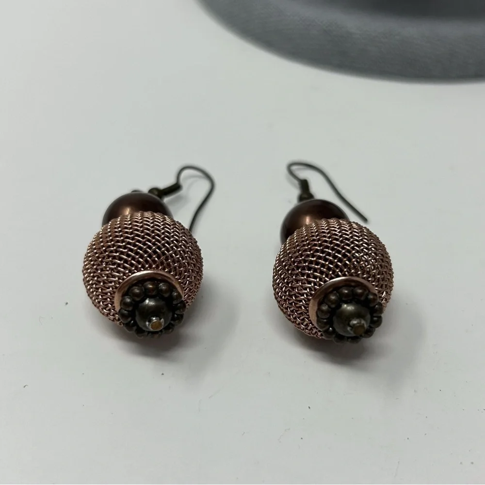 Brown Brass Lantern Globe Inspired Dangle Earrings